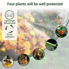 Techigher Large Fruit Tree Netting, Reusable Garden Netting With Drawstring And Zipper, 240 X 240cm/300 X 300cm Insect Bird Netting For Fruit Trees, Protection From Anti Birds, Bugs, Cicadas - 4 Pack, 240*240cm - View 3