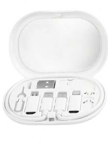 FCV Multi USB Charging Adapter 60W Cable Kit, USB C To Lighting Adapter Box, Conversion Set USB A & Type C To Male Micro/Type C/Lightning, Data Transfer, Card Storage, Tray Eject Pin, Phone Holder - Multicolor - View 24