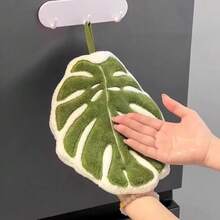 Toalla de mano de microfibra con diseño de hojas tropicales, ideal para cocina y baño. - Multicolor - Ver 8