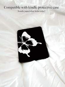 蝴蝶图案极简印花保护套，适用于 Kindle NK 11/Kobo/Kindle Kids/Kindle Paperwhite 5/Kindle 2024，具备自动唤醒/睡眠功能，轻巧便捷，完美贴合，保护您的阅读设备。 - 彩色 - 查看 3