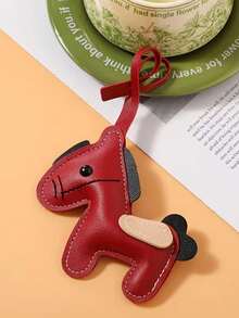 1 pieza Llavero de poni de piel de PU nueva - Simple, versátil, creativa, linda, llavero de coche y accesorio para bolso - Multicolor - Ver 18