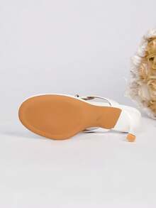 Women's Round Toe Peep Toe Stiletto Heel Slide Sandals, White High Heel Sandals For Summer - White - View 7