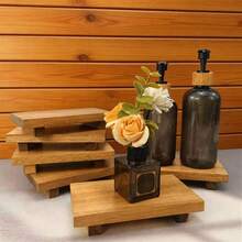 1 套木制毛巾托盘、肥皂盒、水槽台面支架、海绵和肥皂分配器收纳盒、香水和化妆品托盘、浴室装饰和配件圣诞礼物 - 棕色 - 查看 5