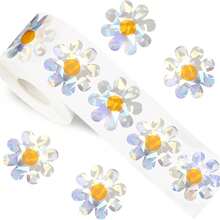 500 etiquetas de láser con diseño de margarita de 1.5 pulgadas, etiquetas de margarita blanca para embalaje de regalos, pegatinas DIY - Multicolor - Ver 1