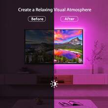 Tira de luz inteligente LED, lámpara de luz de fondo RGB para TV, regulable, cambio de 7 colores, LEDs de alta luminosidad, control inalámbrico por aplicación, adecuado para fondo de TV, computadora, cine en casa, configuración de juegos - luz colorida - Ver 4