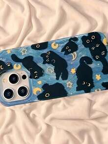 1个幻影猫图案手机壳，兼容 17 Pro Max、16、15、14、13、12、11，可爱又实用 - 彩色 - 查看 2