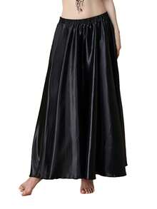 Váy dài khiêu vũ thời trang nữ bằng satin, xẻ tà hai bên, dáng xòe, thích hợp cho múa bụng, flamenco, rock. - Nhiều màu - Xem 16