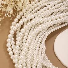 100颗4/6/8/10毫米高品质玻璃仿珍珠圆形散珠，适用于DIY手链、项链、耳环等手工饰品制作。 - 串珠 - 查看 8