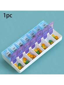 1Pc Travel Pill Box Double Row Portable Medicine Organizer With Lid Compartments, PP Plastic Storage For Travel, Car, Daily Use - View 8