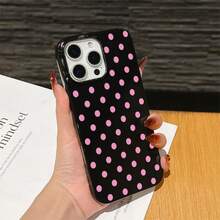 Funda protectora de teléfono con patrón de lunares, estilo y a prueba de golpes de TPU, compatible con modelos de Apple, adecuada como regalo de cumpleaños y Navidad para parejas, novias, hijas y adolescentes - Negro - Ver 1
