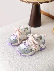 1 Pair New Mesh Breathable Children Casual Chunky Sneakers, Soft Sole Running Shoes For Boys - Pink - View 2