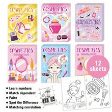 Princess Coloring Book Set - Girls Cartoon Coloring And Dress Up Game Coloring Book, Parent-Child Makeup Game, Suitable For Back To School Season, Perfect Gift For Little Fashion Lovers, Creative Kids And Role Play Enthusiasts - Multicolor - View 1