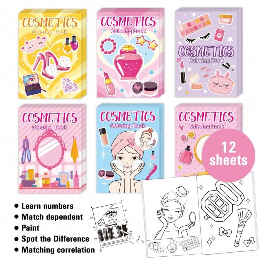 Princess Coloring Book Set - Girls Cartoon Coloring And Dress Up Game Coloring Book, Parent-Child Makeup Game, Suitable For Back To School Season, Perfect Gift For Little Fashion Lovers, Creative Kids And Role Play Enthusiasts - Multicolor - View 1
