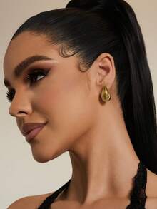 1 对优雅别致的金色泪珠耳环，适合女性日常佩戴、约会、派对 - 金色 - 查看 3