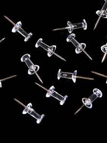 50/100pcs Transparent Map Tacks, Photo Cork Board Push Pins - Nails - View 4