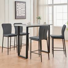 JYMTOM Bar Stool Designer Bar Chair Stool, Imitation Leather Chair, With Fashionable Stool With Metal Legs Counter Stool Backrest Footrest For Bistro Dining Room And Bar - Grey - View 1