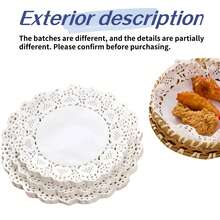 100 piezas de manteles individuales de papel de encaje perforado - Manteles individuales decorativos con patrón floral, aptos para uso en la cocina, para pasteles, pizzas y alimentos fritos - Decoración esencial para la cocina y el comedor - Ver 9