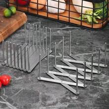 1 Peça Suporte Multifuncional para Tampa de Panela, Escorredor Ajustável e Retrátil, Suporte para Copos de Vidro, Suporte Flexível para Pratos, Organizador de Armazenamento de Cozinha - Prata - Visão 8