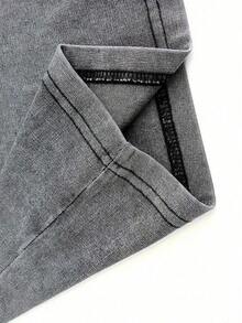 2026 Summer Clothes2026 Summer TopsRetro Washed Double Sided Printed Gray T-Shirt (230g Pure Cotton T-Shirt) Motherhood Is Kingdom Work Christian Graphic Tee With Proverbs 31:25-27 And Floral Design, Comfortable, Fashionable T-Shirt, Street Style CottonLoose And ComfortableshirtsLoose And Comfortablesummer Tops - Xám - Xem 5