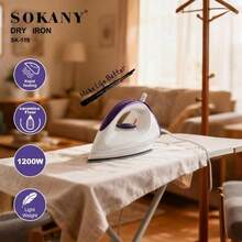 SOKANY 119 Plancha de Ropa Seca para el Hogar, 1200W de Alta Potencia, 5 Ajustes de Temperatura, Apta para Diversos Tejidos, Suela de Cerámica/Acero Inoxidable Antiadherente, Esencial para Planchado en el Hogar, Tiendas de Ropa, Manualidades y talla grande - Blanco - Ver 1