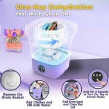 Lavadora portátil, mini lavadora turbo, mini lavadora portátil de 11 L, adecuada para ropa interior, calcetines, ropa de bebé, viajes, camping, dormitorio, RV, pequeña lavadora portátil plegable para el hogar - Tipo de Enchufe A USA (110-127V) - Ver 8