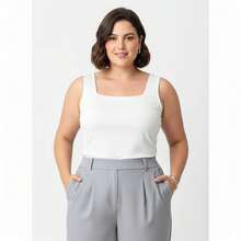 Tank Top With Square Neckline In Front And Back, Suplex Fabric Summer - Blanco - Ver 8
