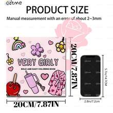 GDTME 1本成人涂色书，24页厚纸，尺寸7.9*7.9英寸，粉色调封面，饰有彩虹、花朵和爱心等可爱元素，充满女性魅力，线条清晰且粗细适中，易于涂色；内含各种女性线条艺术图案，从彩色蝴蝶结到花卉香水瓶，应有尽有。 - 填色書 - 查看 8