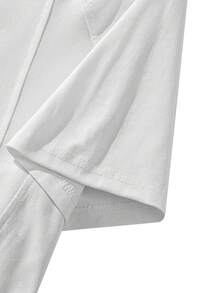 男士宽松圆领短袖T恤，立体剪裁，肩部袖口设计，时尚百搭的夏季新款上衣 - 白色 - 查看 6