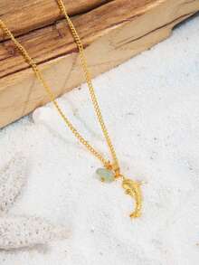 1件春夏简约时尚鲨鱼吊坠项链，优雅颈链饰品 - 彩色 - 查看 3