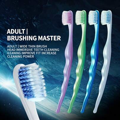 2pcs S-Shaped Spiral Soft Bristle Adult Toothbrushes, Ultra-Fine Small Brush Head, Deep Cleaning Gentle Gum Care, Couples Toothbrushes, Daily Oral Hygiene, Ergonomic Non-Slip Handle Design, Comfortable Grip, Ideal Christmas, Halloween, Birthday Gift For Boys And Girls