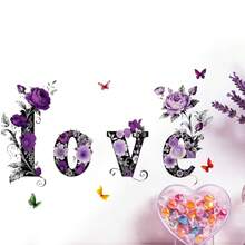 1件 2026 MS-JR015-016 新款个性化 LOVE 盛开牡丹花蝴蝶墙贴，适用于卧室、橱柜、客厅 - 多色 - 查看 4