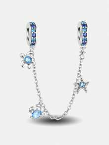 1件优雅心形安全链吊坠，适合女士手链和手镯，可用于DIY珠宝制作、约会礼物、精致女士珠宝 - 銀色 - 查看 11