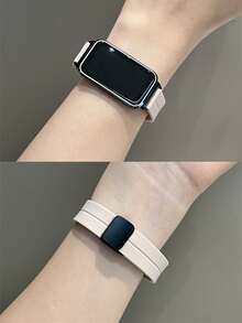 1pc Silicone Magnetic Strap, Suitable For Huawei Band 7/8/9/10/NFC - Silty Sand Color - View 6
