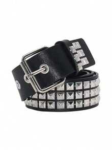 Street 1PC Stylish Punk Style Rivet Decor Versatile Jeans Belt Dress Belt Halloween Summer, School Fall, Autumn, Halloween - 黑色 - 查看 7