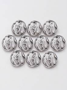 Bộ 6 nút kim loại hình bó hoa đính đá và ngọc trai, thích hợp trang trí váy cưới, vest, áo khoác, áo len, quần áo nữ, đồ thủ công DIY, hộp trang sức, giày dép, mũ. - nhiều màu - Xem 4