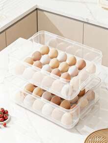 1 hộp đựng trứng PET nhiều kích cỡ, 24/48 ngăn có nắp, hộp đựng trứng trong suốt dùng cho tủ lạnh, hộp bảo vệ trứng có thể xếp chồng lên nhau, thích hợp cho tủ đựng thực phẩm, tủ lạnh, nhà bếp. - Trong sáng - Xem 11
