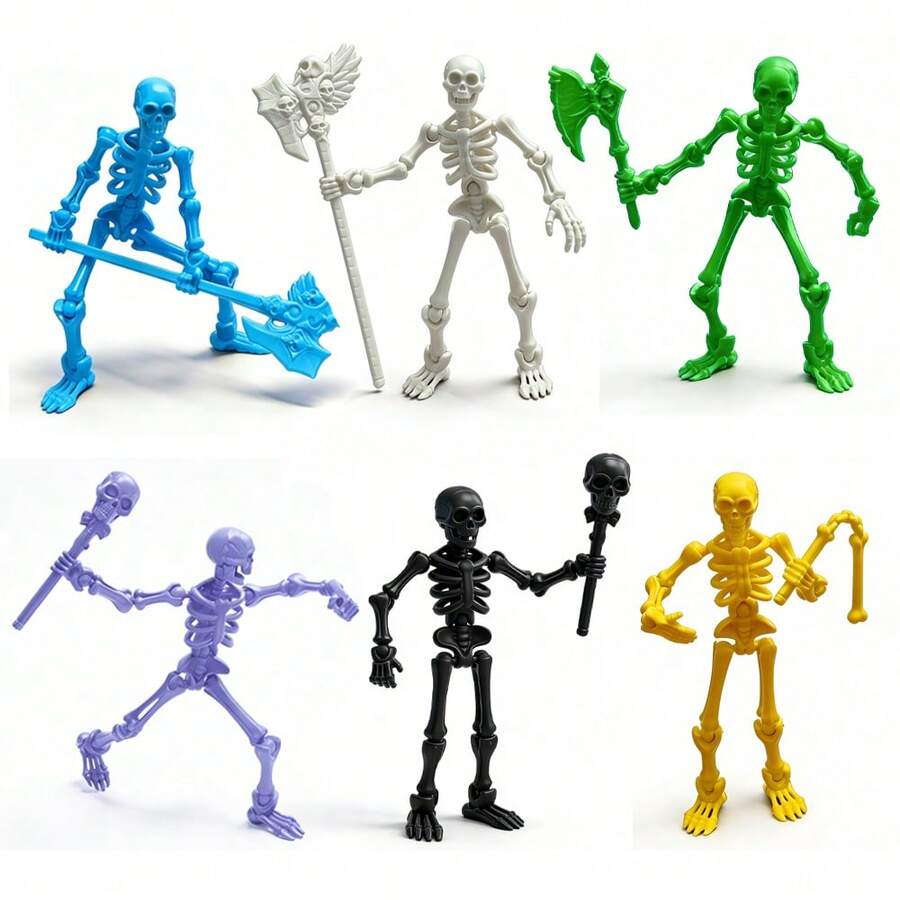 New Adjustable Skeleton Action Figure Toy Model, Comes With Weapon Accessories, Suitable For Collection, Desktop Decor, Birthday & Back To School Gift - Multicolor - View 1