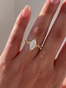 1枚经典优雅立方氧化锆925纯银戒指，独特设计，完美适用于舞会、聚会和派对——送给优雅女士的精致珠宝礼物 - 花邊馬眼 - 查看 2