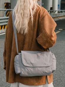 1 pieza Bolso de hombro unisex de moda, bolso cruzado tipo mensajero con solapa de estilo coreano casual y versátil, minimalista - Multicolor - Ver 5