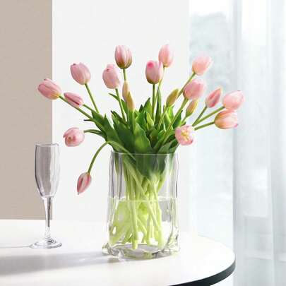 10pcs/5pcs/1pc Artificial Tulip Flowers, 15.8 Inches, PU Material Lifelike Flowers, Suitable For Valentine's Day, New Year Decoration, Wedding Arrangement And Home Decor