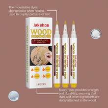 jakehoe 3Pcs Wooden Burning Marker Pens Diy Design Wood Burning Brush Marker Pen Wood Working For Basswood Birch Poplar And Birch Handmade Diy Creations Durable Pyrography Marker For Wood Burn - 1 Box * 3pcs - View 6