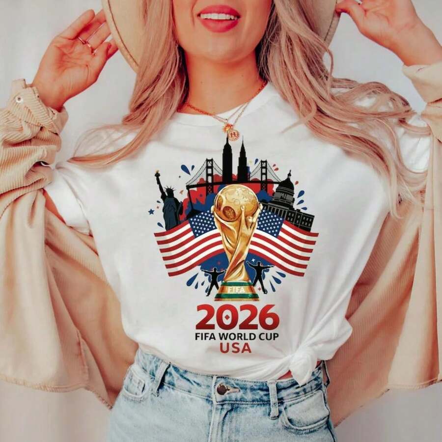 World Cup 2026 T-Shirts For Various Countries, FIFWorld Cup 2026 Shirt, Football Fan Tee, World Cup 2026, FIFASoccer Tee - 白色 - 查看 1