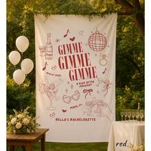 1PC Mia Gimme Gimme Gimme Bachelorette Tapestry Personalized Brides Mama Bridal Shower Banner Last Disco Decorations Something Blue Backdrop, 5 Sizes Available - 白色 - 查看 3