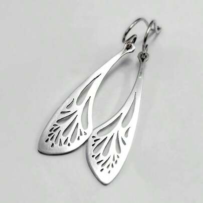 Vintage Handmade Hollow Pendant Earrings, Leaf Shaped Earrings, Party Jewelry, Holiday Gift