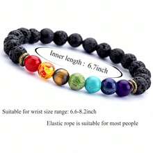 7脉轮疗愈天然圆形宝石瑜伽能量珠手链饰品 - 多色 - 查看 4