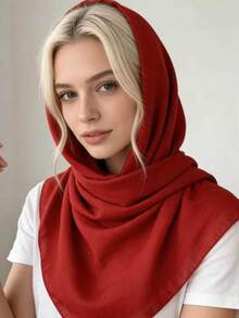 Linen Solid Color Casual Polyester Scarf, Natural Texture, Soft Wrap Feel, Versatile Headscarf, Breathable & Skin-Friendly, Daily Wear Hijab - Multicolor - View 15