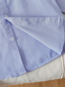 Áo sơ mi dài tay cho bé trai với họa tiết thêu hình cá mập, kiểu dáng đồng phục học sinh. - Màu xanh lam - Xem 5