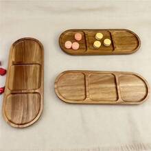 Wooden Plate, Fashionable Wooden Tray - Perfect For Nuts, Snacks And Tea - Coffee Dining Plate - Unique Home Decor Accessory - Kitchen/Dining Room Serving Tray - Brown - View 4