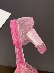 Giày công chúa mới cho bé gái, dép xăng đan nhựa đính pha lê lấp lánh, giày bít mũi kiểu sinh viên thường ngày, dép đi biển mùa hè. - Màu Hồng Tươi - Xem 9