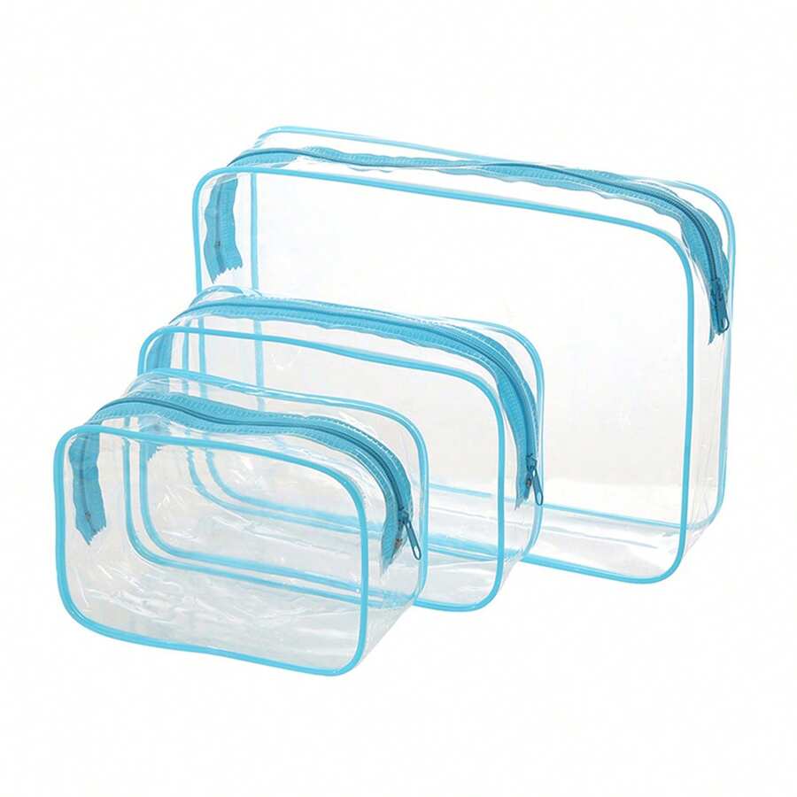 3pcs TSA Approved Transparent Travel Toiletry Bag, Waterproof Cosmetic Bag For Carry-On Luggage, Women Toiletries Bag Wash Bag Shower Bag Waterproof Bag Large Capacity For Women Packing Cubes Travel Essentials For Women Cruise Essentials Vacation Essentials Travel Stuff